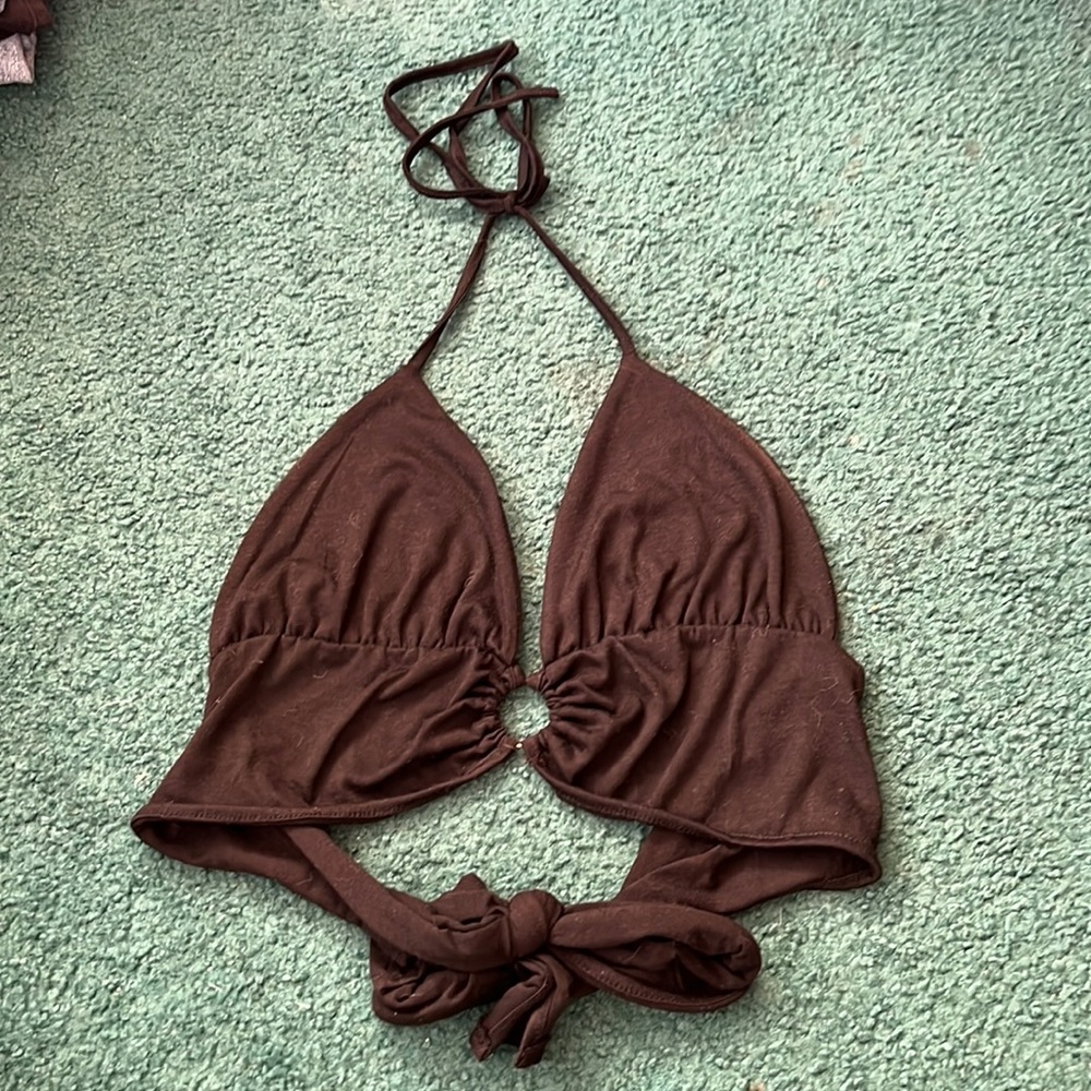 Black backless halter top